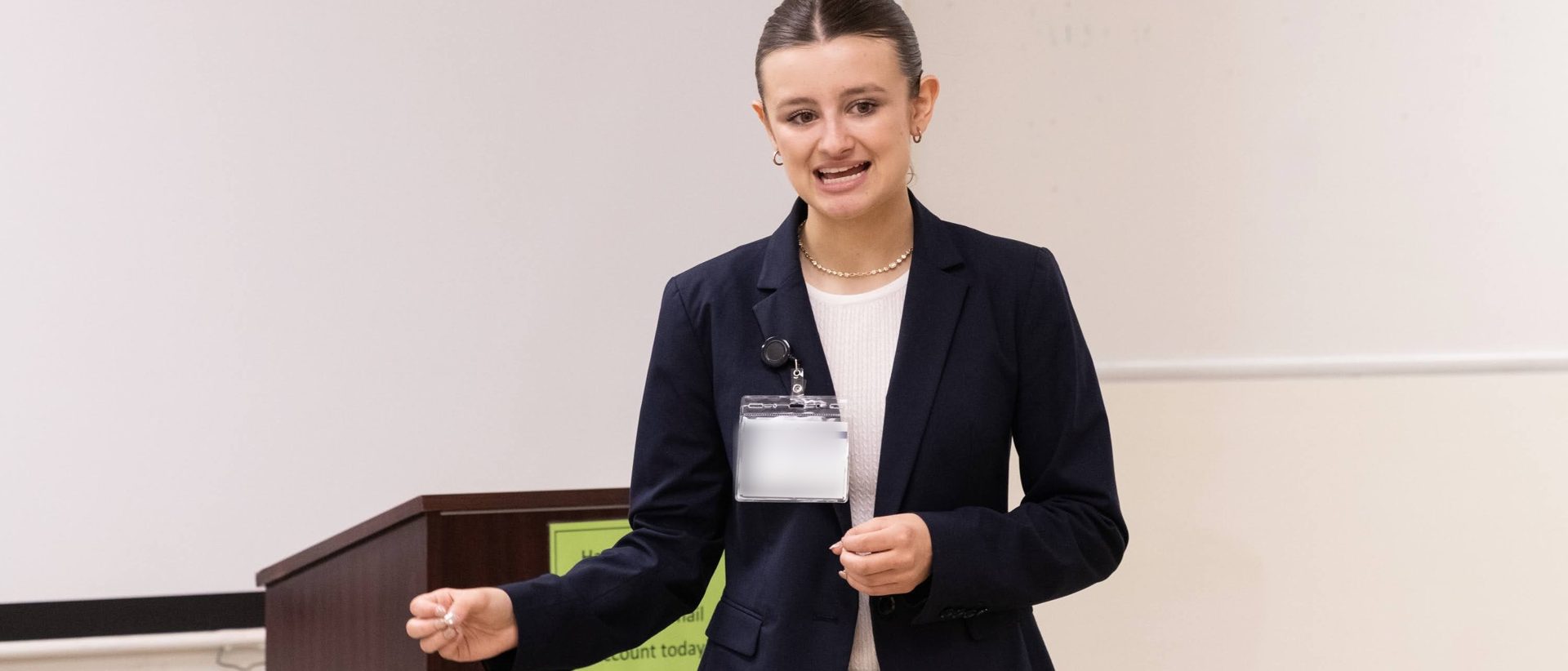 A student delivering a speech